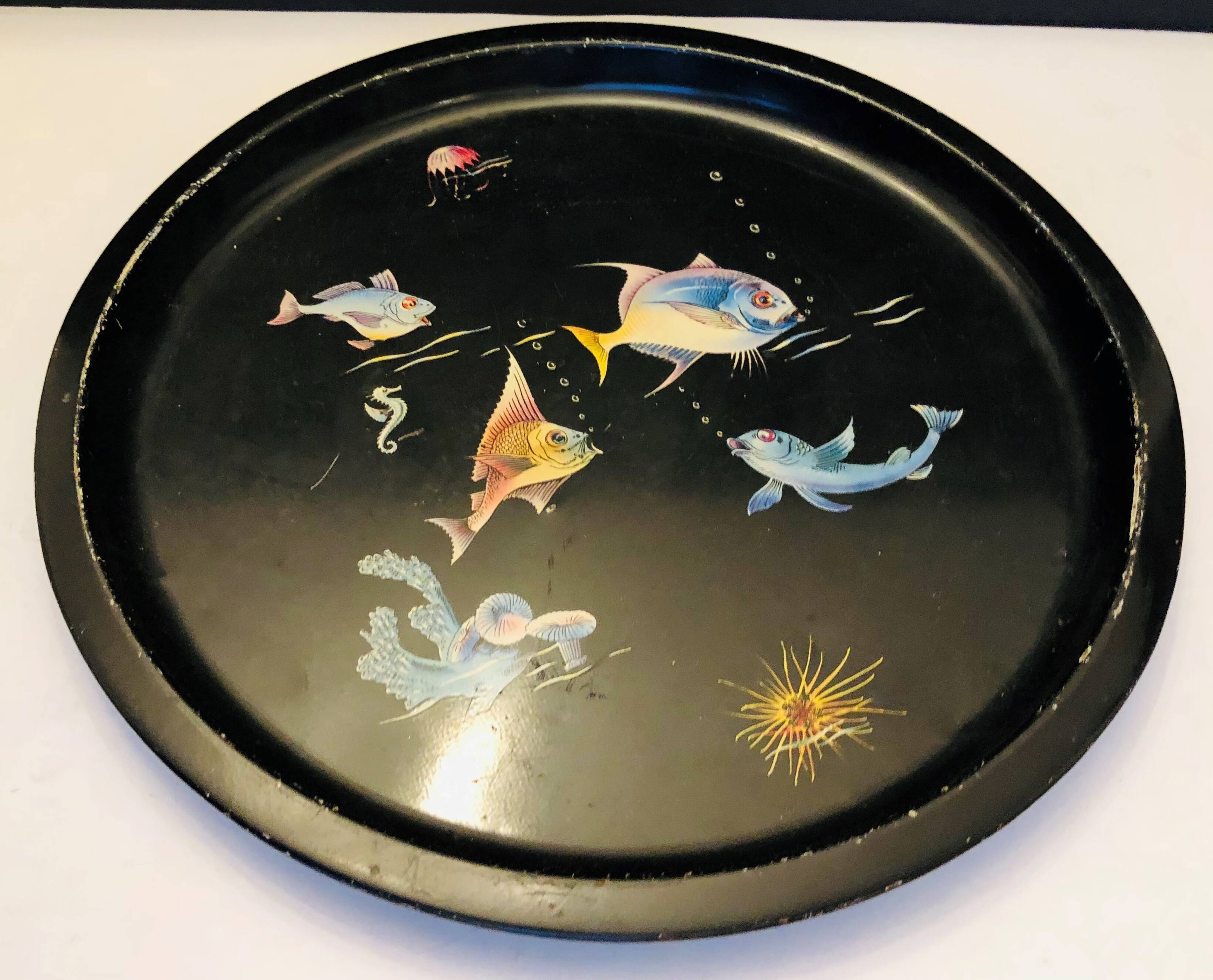 Old tray in lacquered sheet metal
