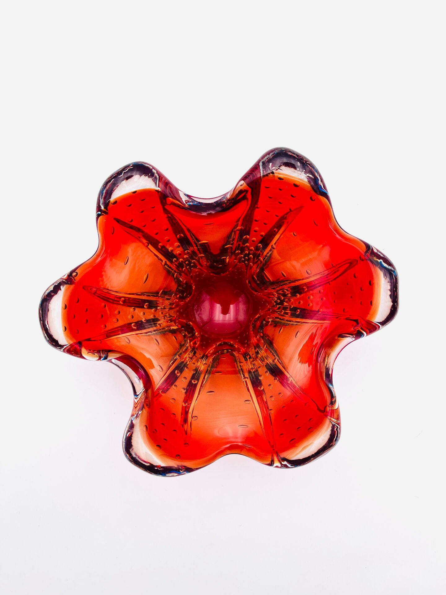 Murano Ashtray - Archimede Seguso - Bullicante - Red Blue Sommerso