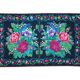 Romanian handwoven carpet green and fuchsia rug made in wool bohemian design