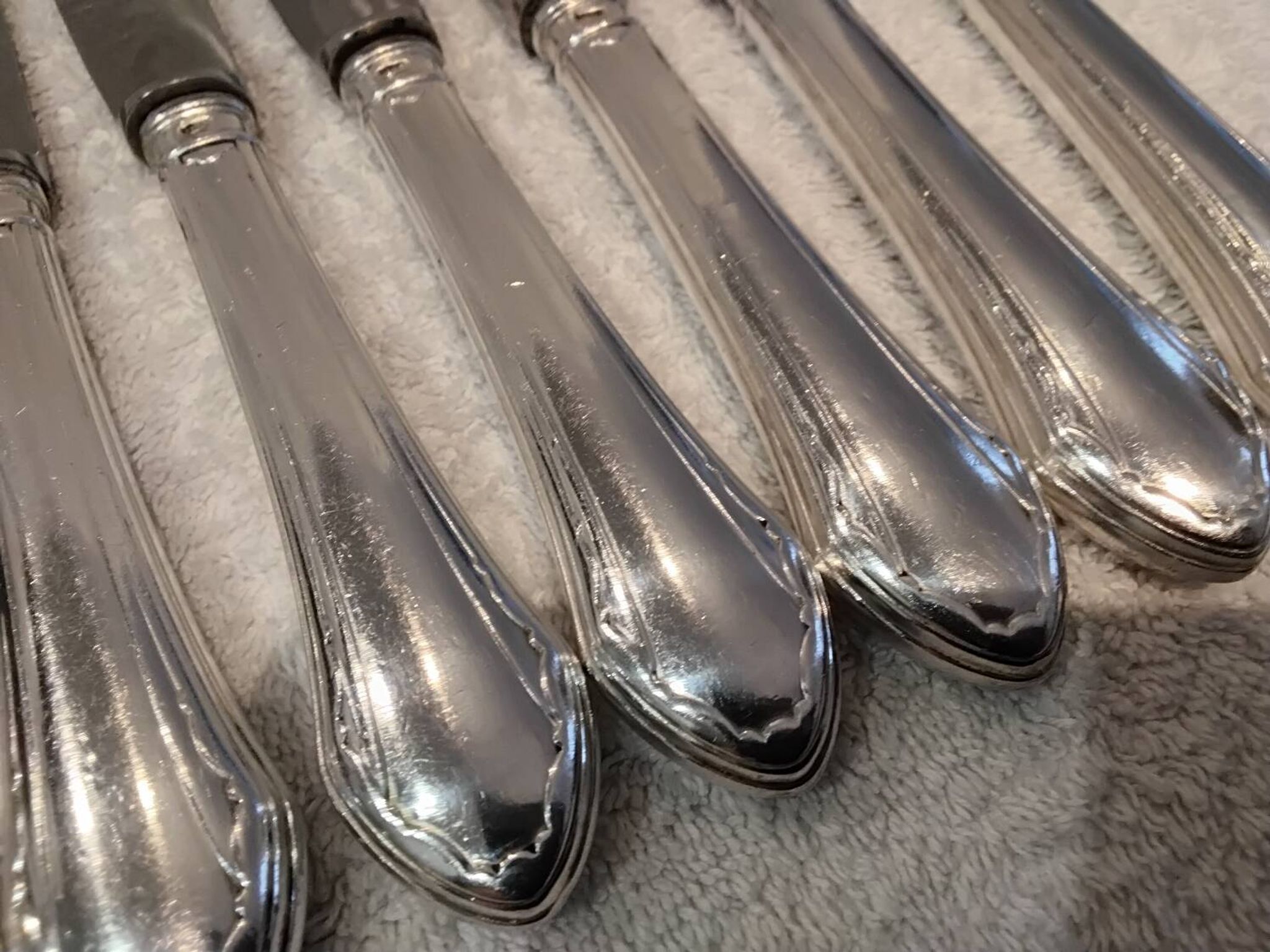 12 silver plated table knives, goldsmith SFAM, art deco style