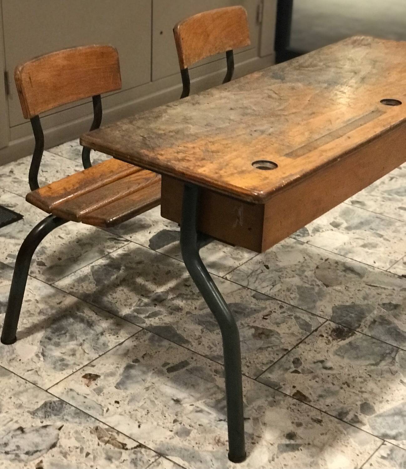 Vintage double school desk