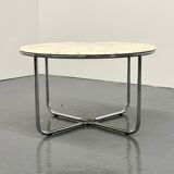 Vintage round marble dining table with tubular frame base