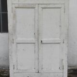 Old rustic Parisian wardrobe patinated white in oak and fir