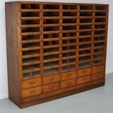 Large vintage German oak haberdashery shop cabinet, 1940s
