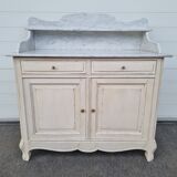 Patinated bathroom cabinet with marble 1940s