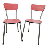 Duo of red Formica chairs