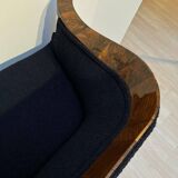 Biedermeier Sofa in Walnut Veneer & Black Teddy Fabric, Vienna, Austria, 1825