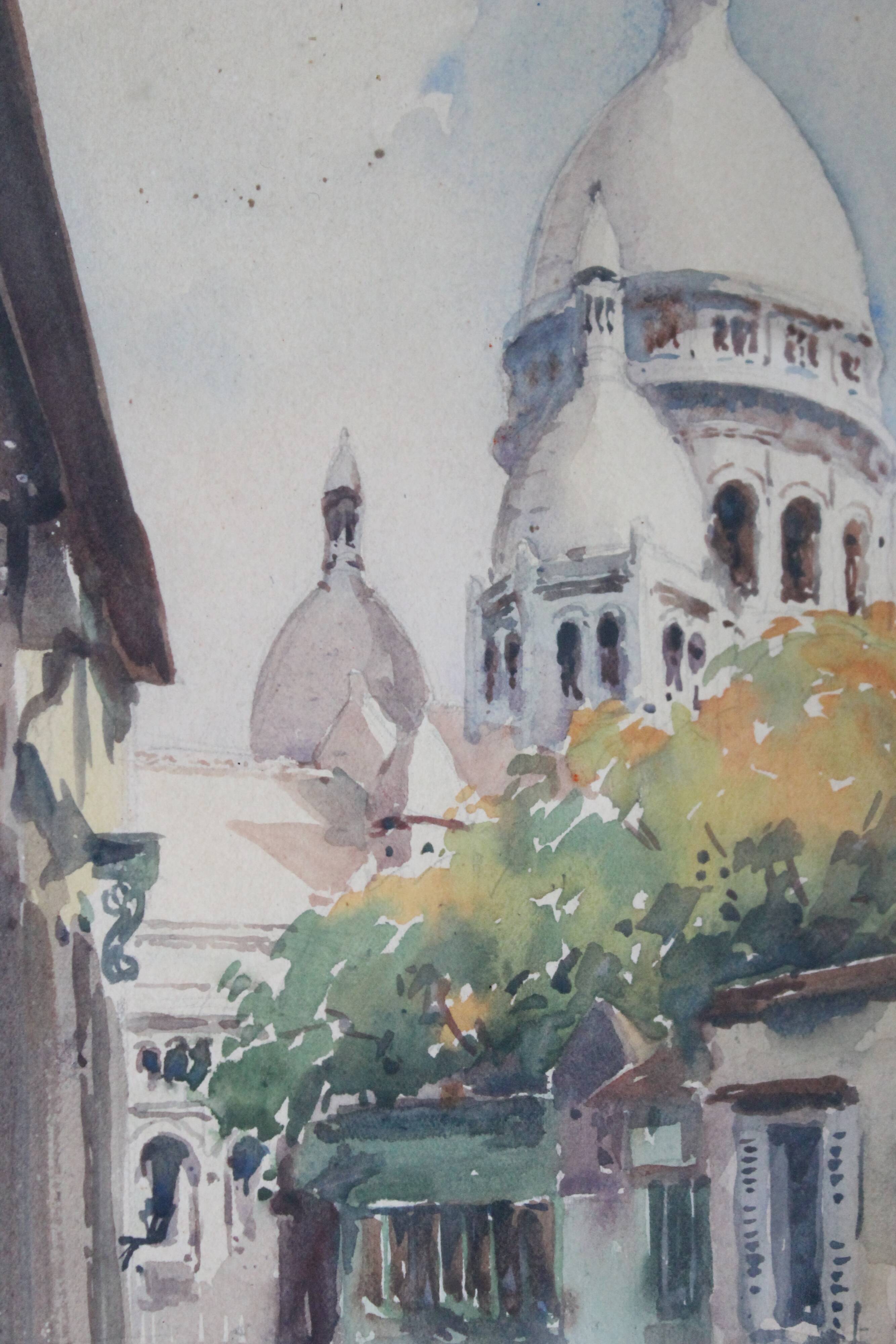 Watercolour "The Sacré-Cœur from Montmartre" by Henri Alexis Schaeffer 1942
