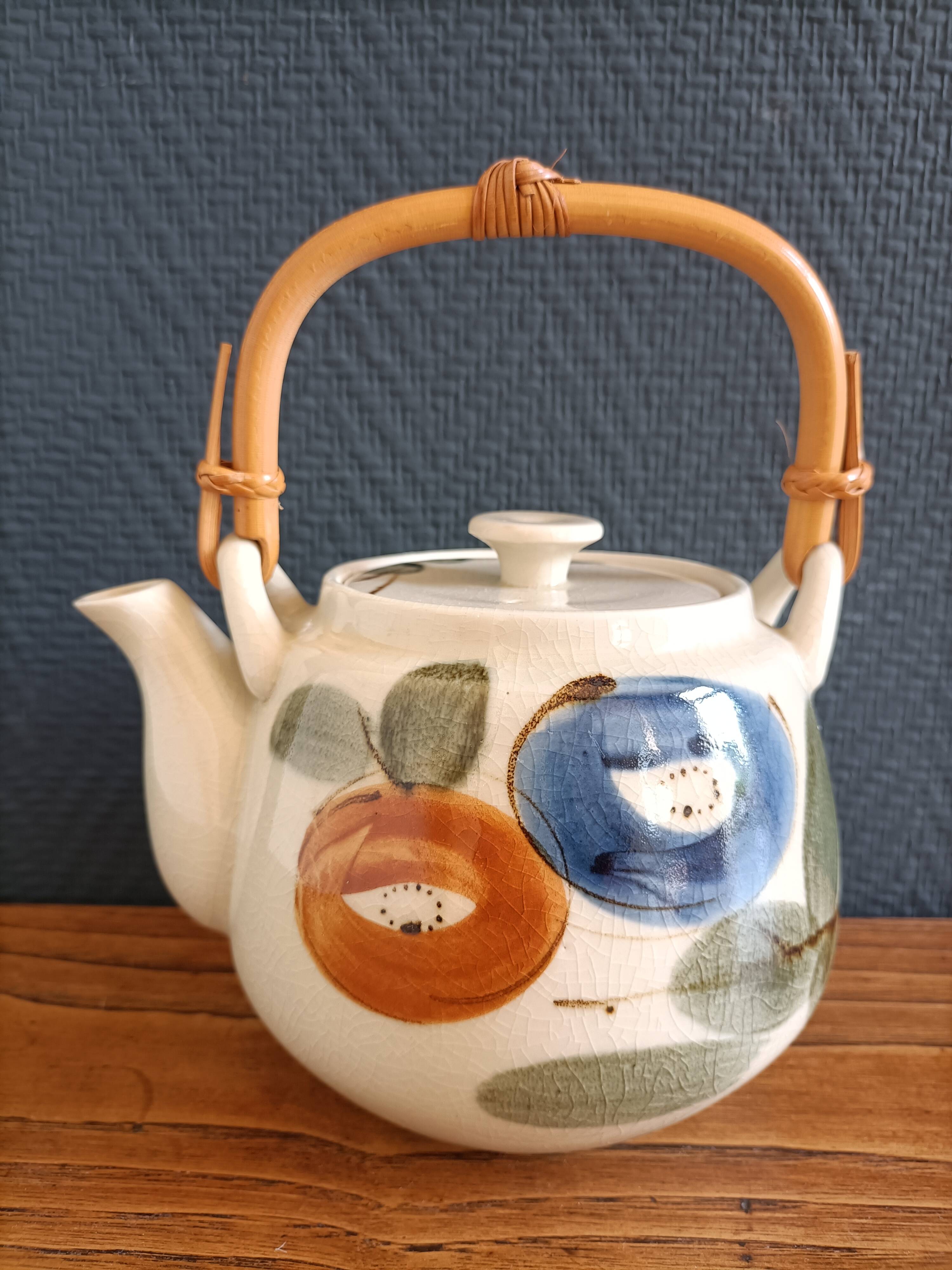 Asian style teapot with bamboo handle