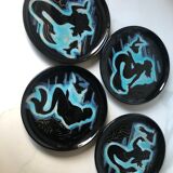 Four plates Vallauris the mermaids
