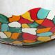 Ceramic dish - vintage - Harlequin colors