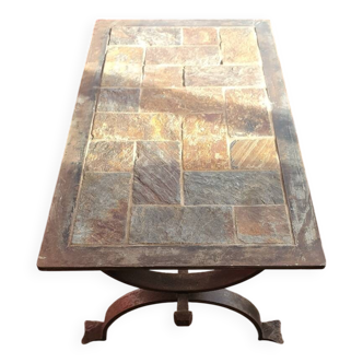 Blacksmith coffee table made of wrought iron and slate.