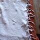 Plaid ancien blanc franges broderies ajourées