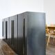 Large patinated steel sideboard, unique piece, designer Franck Robichez (1944)