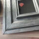 Vintage square mirror in wood covered with metal leaf, moldings in relief