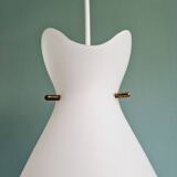 Set of 3 Scandinavian pendant lights in white satin glass, 1960s