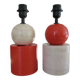 Pair of red and white ceramic lamps from the 80s