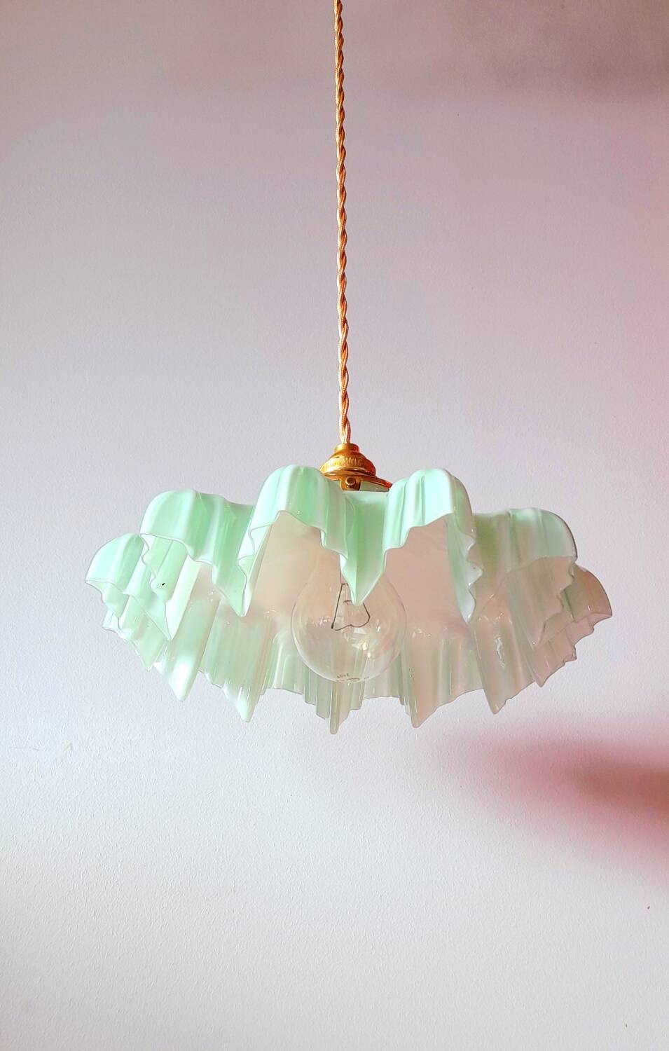 Art deco opaline pendant light