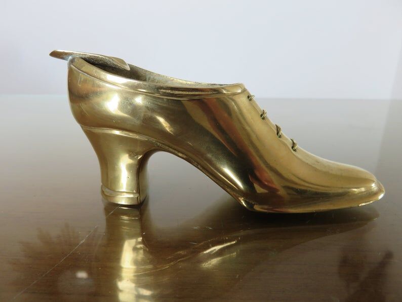70s brass shoe ashtray