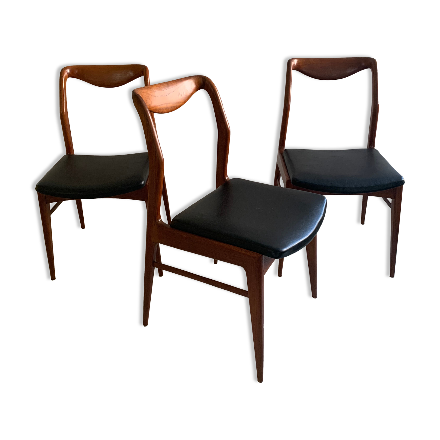 Trio of Danish chairs by Kai Lyngfeldt Larsen 60s, reupholstered