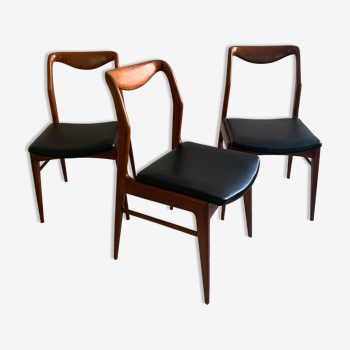 Trio of Danish chairs by Kai Lyngfeldt Larsen 60s, reupholstered