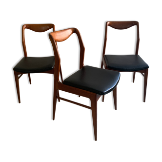 Trio of Danish chairs by Kai Lyngfeldt Larsen 60s, reupholstered