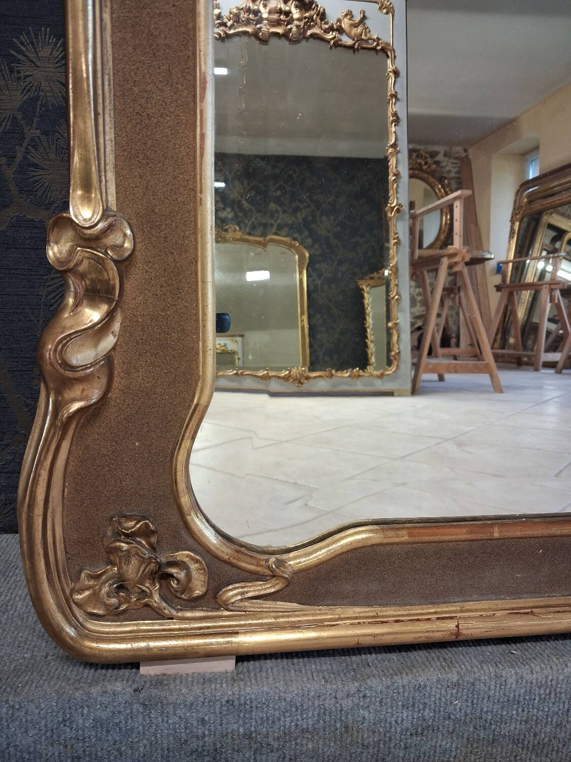 Miroir époque art nouveau 169 x 100