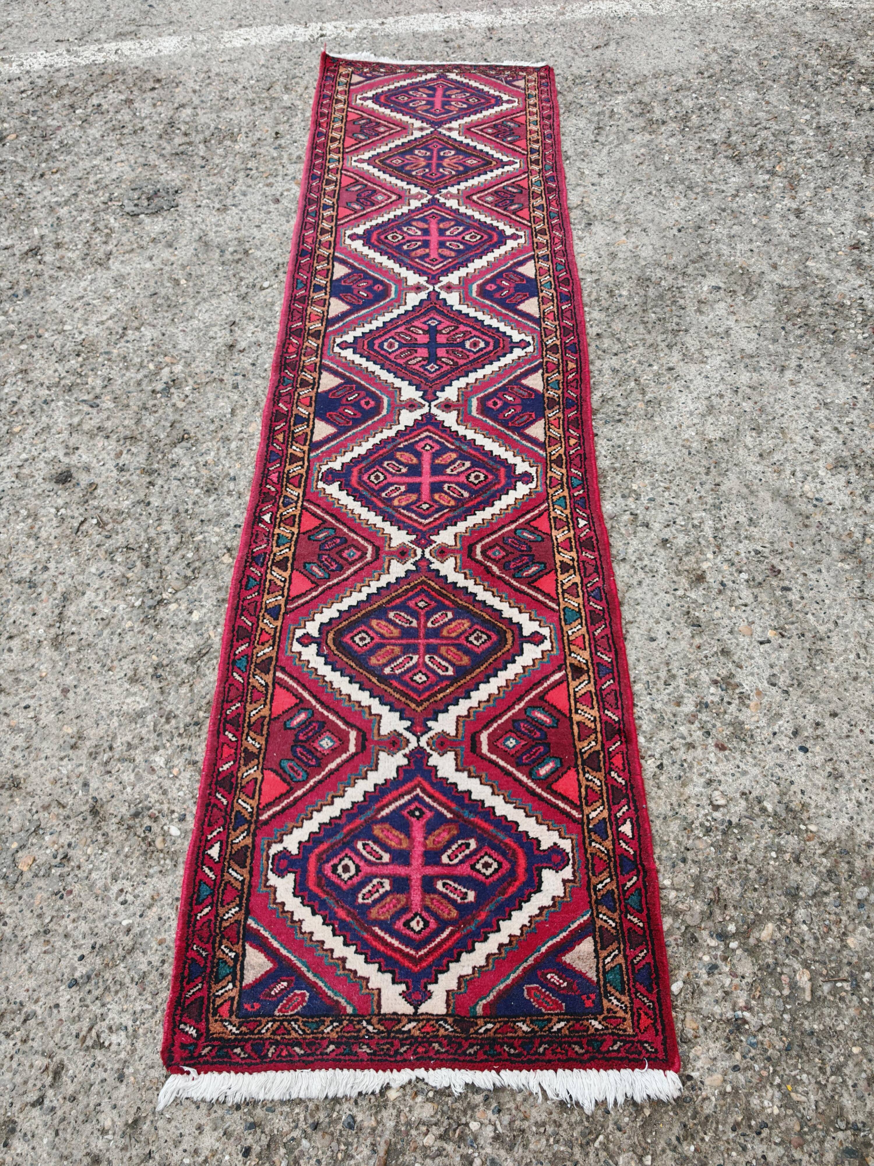 Vintage hand-knotted Hamadan runner rug from the 1960s.