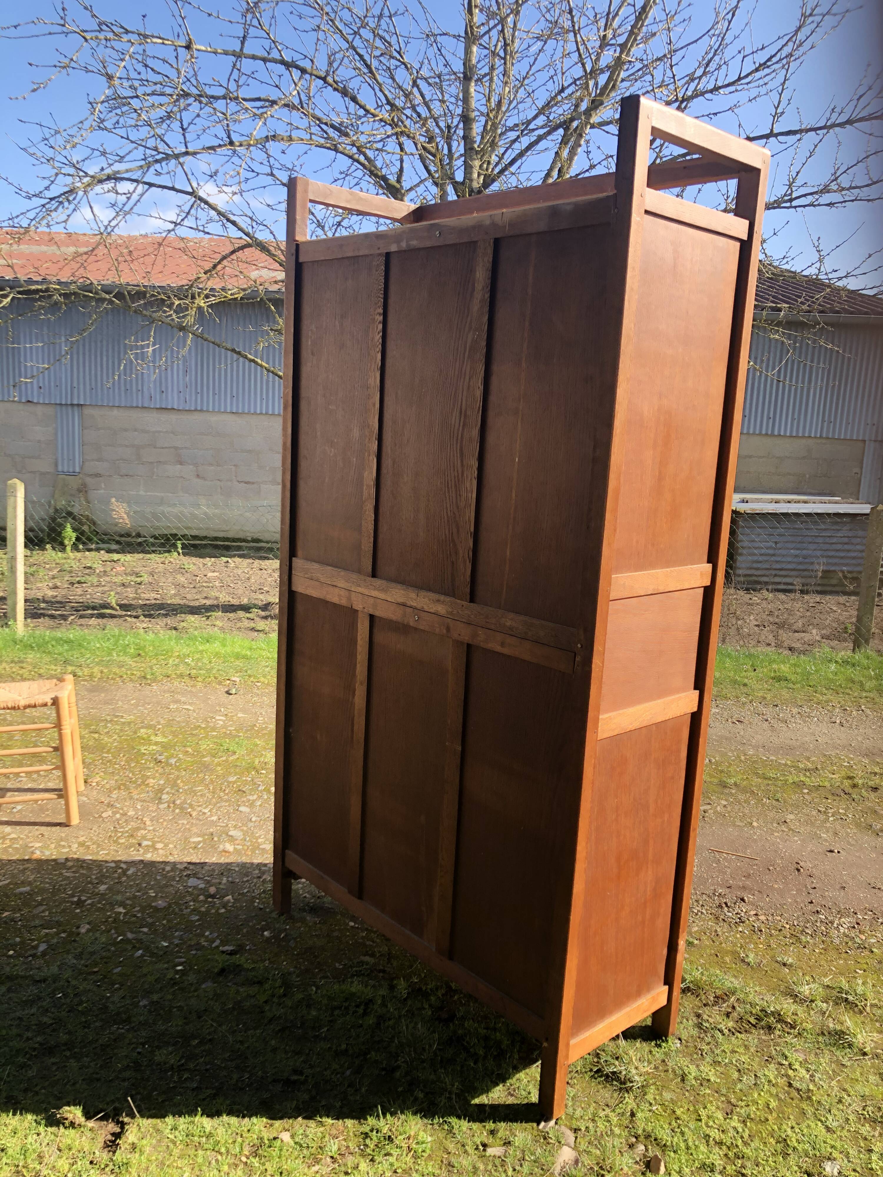 Modernist wardrobe in solid oak 1950
