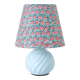 Recycled vintage lamp — twisted blue ceramic base, floral shade