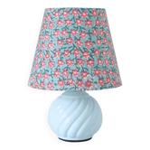 Recycled vintage lamp — twisted blue ceramic base, floral shade