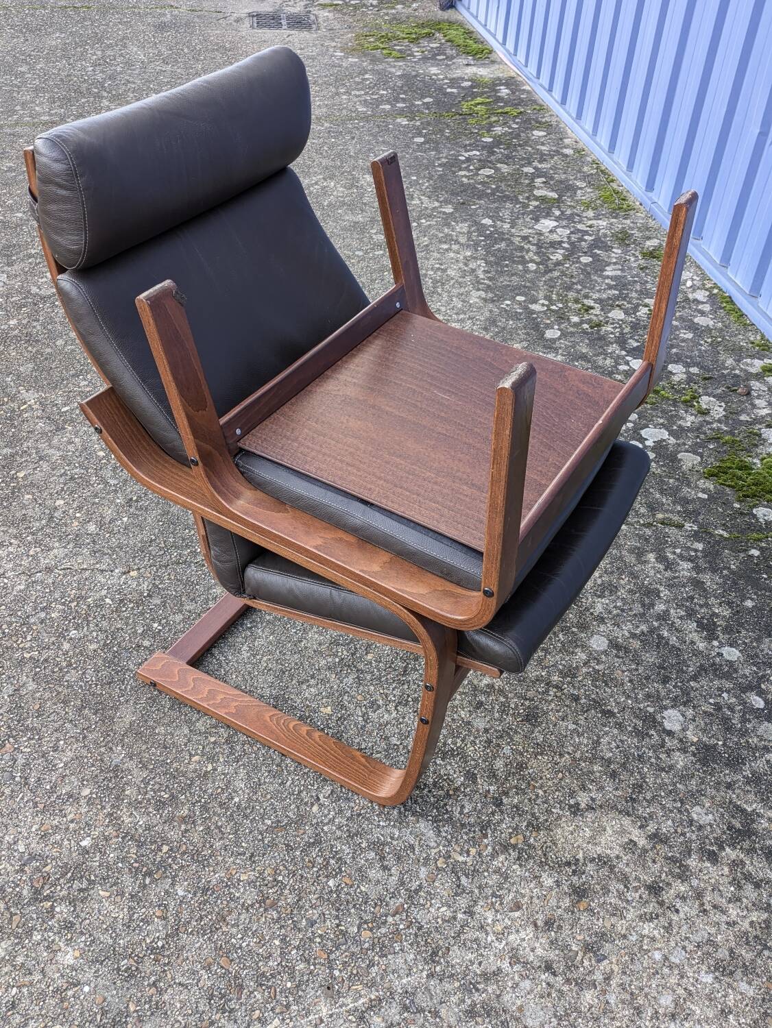 Ikea Vintage "Poang" Leather Relaxation Lounge Chair Brown