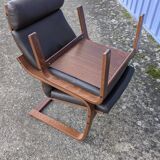 Ikea Vintage "Poang" Leather Relaxation Lounge Chair Brown