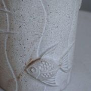 Modern vintage French table lamp, made of stone with fish patterns, 1970s.