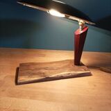 Loft bedside desk lamp wood metal saucer