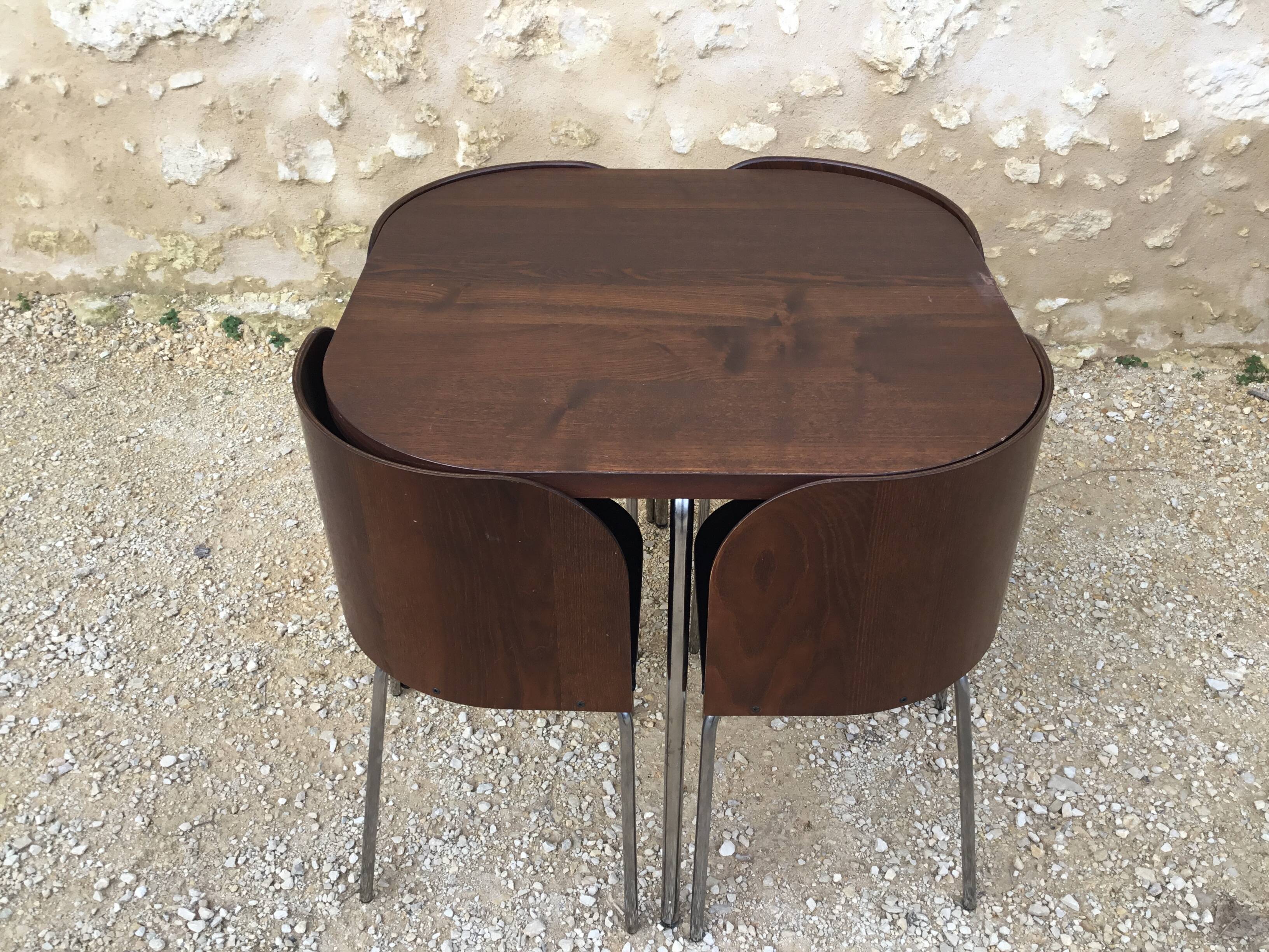 Ikea table late 20th century fusion model in dark wood and chrome legs