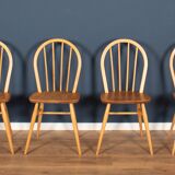 Retro Blonde Ercol Model 383 Dining Table & Four Model 370 Windsor Kitchen Dining Chairs