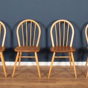 Retro Blonde Ercol Model 383 Dining Table & Four Model 370 Windsor Kitchen Dining Chairs