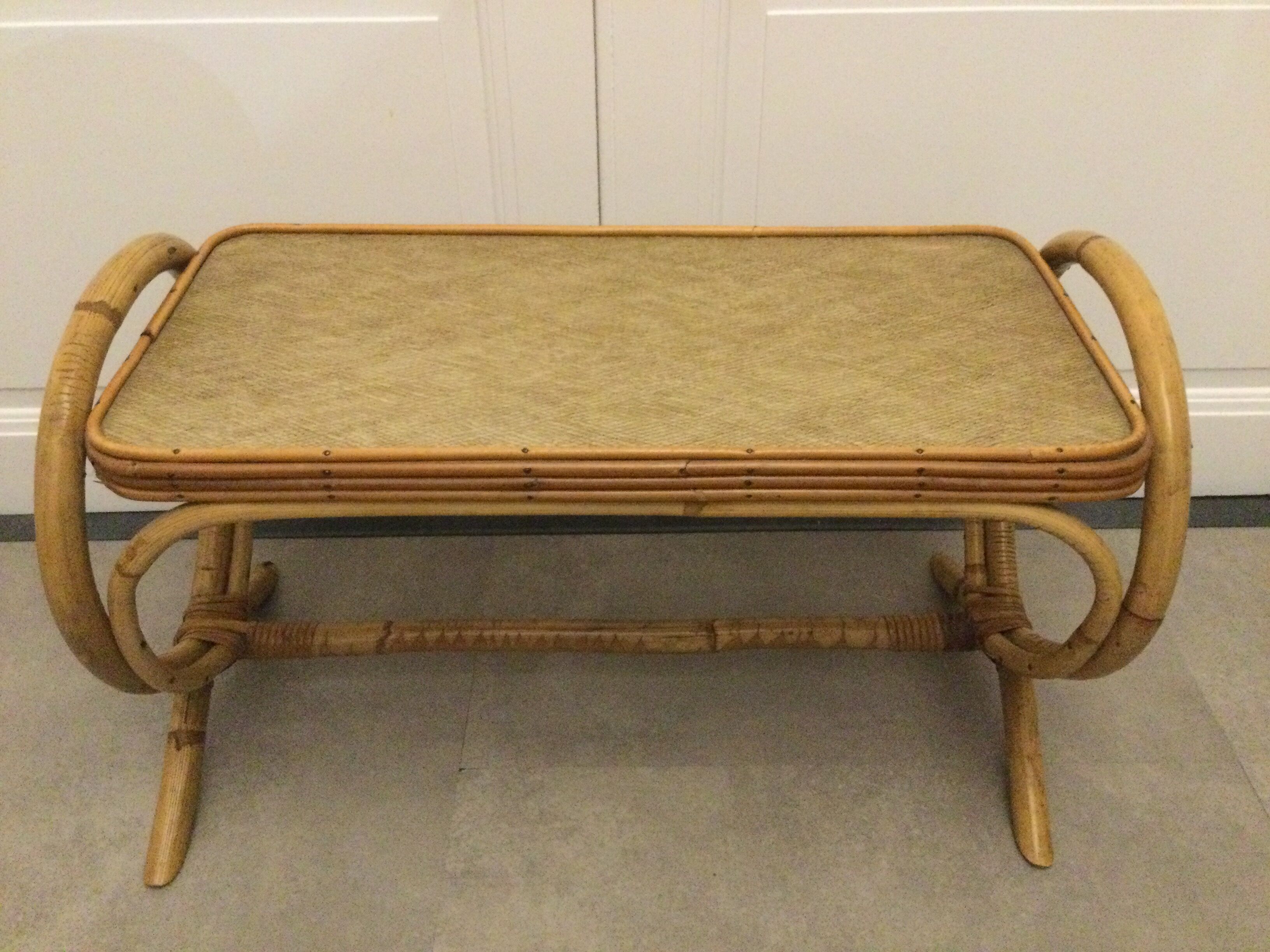 Vintage 60s rattan coffee table