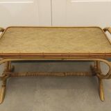 Vintage 60s rattan coffee table