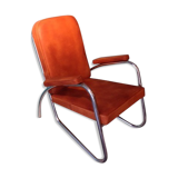 Modernist armchair in leather and chrome - 1940