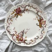 2 polychrome ironstone dinner plates "Wentworth" by Emile Bourgeois