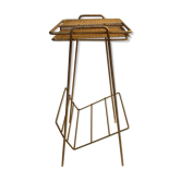 Magazine holder table in gold metal 1950 vintage
