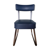 Bauhaus industrial style office chair shaped sled or sled in chrome tubular metal and skai