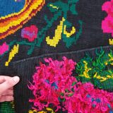 Charming Romanian rug with deers, lovely nature scenery on a floral background 155x205cm