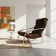 Chrome tubular lounge chair with corduroy – Space Age style 1970