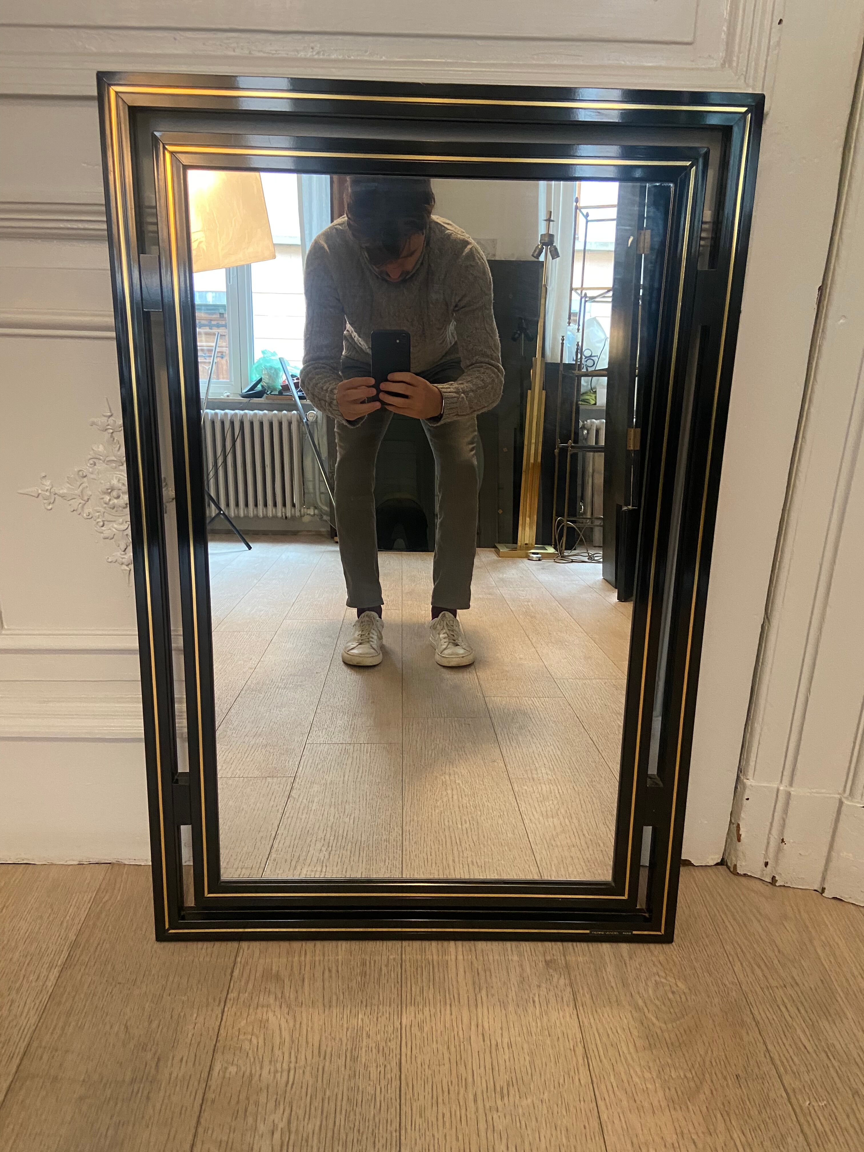 Mirror Pierre Vandel black and gold, 1970s