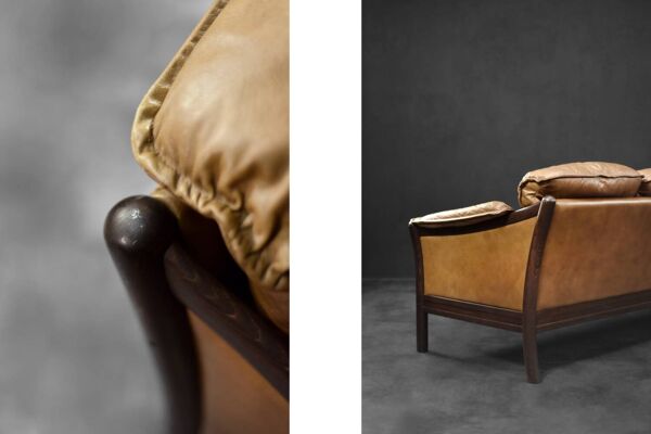 Vintage Mid-Century Danish Modern Cognac Leather 3-Seater Sofa, 1960s