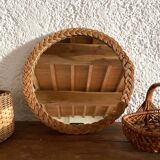 Ancien miroir en rotin osier 29cm