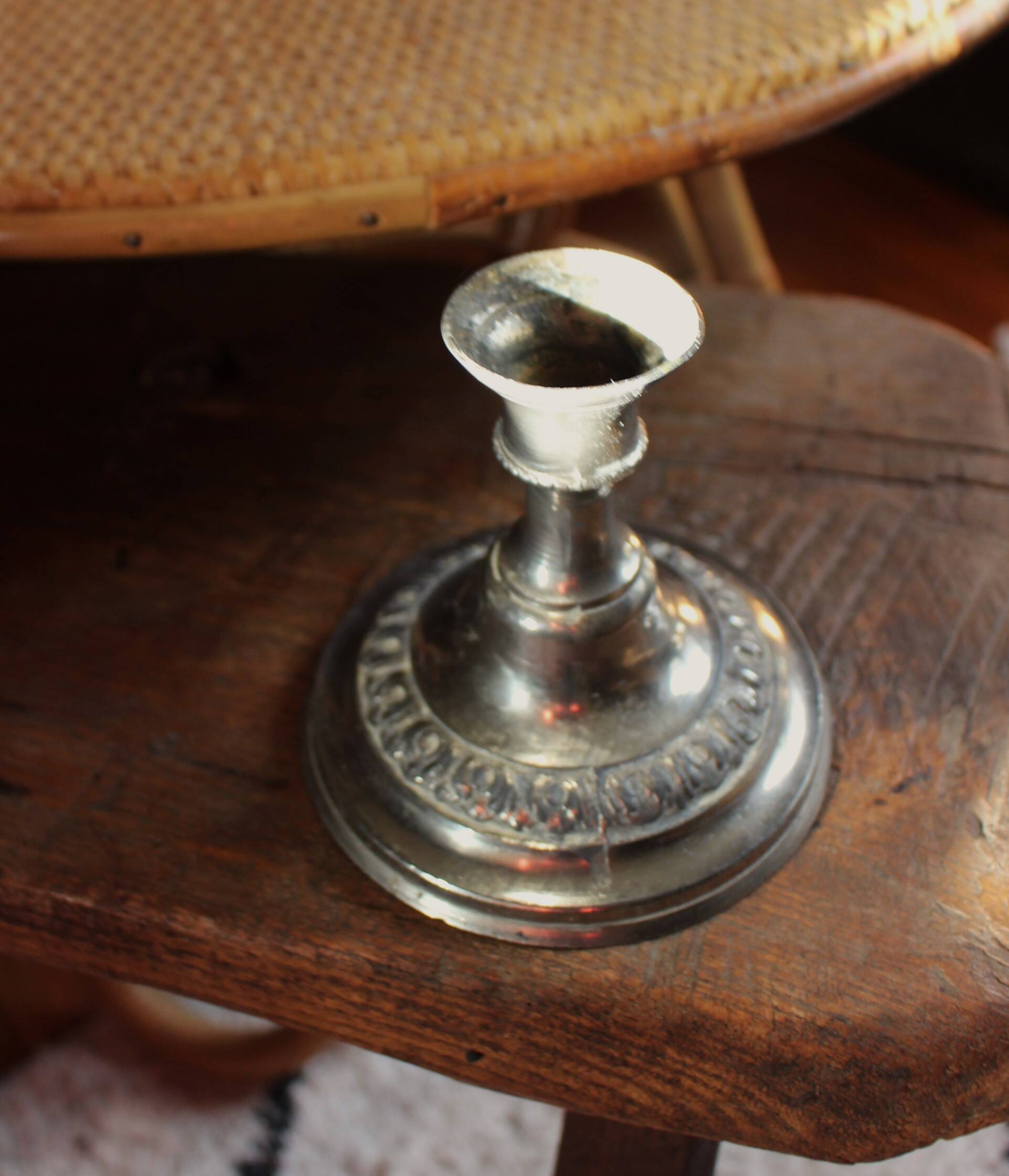 Old metal candle holder